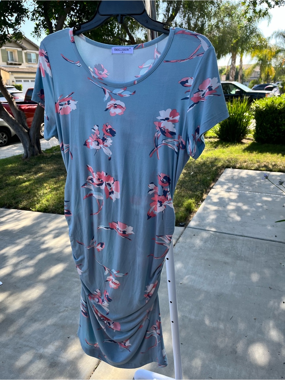 Smallsoul Floral Knit Midi Dress in Dusty Blue & Pink Size Medium